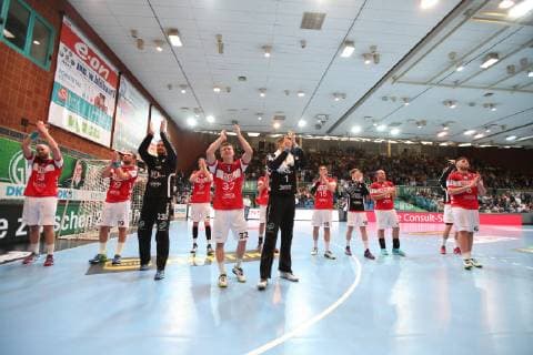 Siegesjubel bei Bergischer HC, TSV GWD Minden vs Bergischer HC, Handball, 1. Bundesliga, 29.05.2019, TSV GWD Minden vs Bergischer HC, Handball, 1. Bundesliga, 29.05.2019 Minden Copyright: xEibner-Pressefotox xJanxStrohdiekx EP_JSK