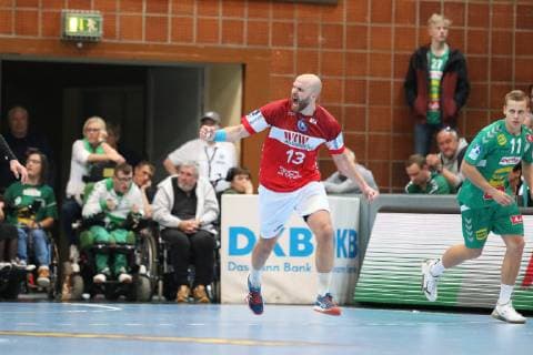 Kristian Nippes (Bergischer HC 13) jubelt nach Torerfolg, TSV GWD Minden vs Bergischer HC, Handball, 1. Bundesliga, 29.05.2019, TSV GWD Minden vs Bergischer HC, Handball, 1. Bundesliga, 29.05.2019 Minden Copyright: xEibner-Pressefotox xJanxStrohdiekx EP_JSK