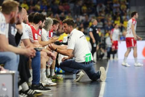 Benjamin Matschke (Trainer Ludwigshafen) im Dialog mit seiner Bank beim Spiel Rhein Neckar Loewen vs. Die Eulen Ludwigshafen in der 1. Handball Bundesliga am 29.02.2019, Rhein Neckar Loewen vs. Die Eulen Ludwigshafen, Handball, 1. Handball Bundesliga, 29.02.2019 Mannheim Copyright: xMichaelxBermel Eibner-Pressefotox EP_mbl