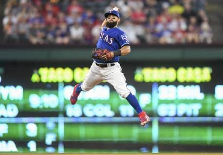 May 30, 2019: Texas Rangers second baseman Rougned Odor 12 makes an off balanced leaping throw to first base in the top of the fifth inning during an MLB, Baseball Herren, USA game between the Kansas City Royals and the Texas Rangers at Globe Life Park in Arlington, TX Kansas City defeated Texas 4-2 CSM. MLB 2019: Royals vs Rangers May 30 - ZUMAcp2_ 20190530_zaf_cp2_001 Copyright: xAlbertxPenax