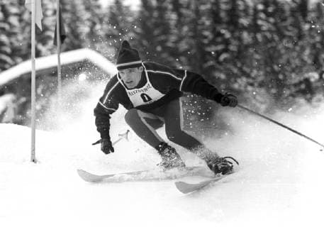 Hahnenkammrennen in Kitzbühl 24.01.1965. Slalom Herren Jean Claude Killy (FRA). *** Hahnenkamm Race in Kitzbühl 24 01 1965 Slalom Men Jean Claude Killy FRA HM