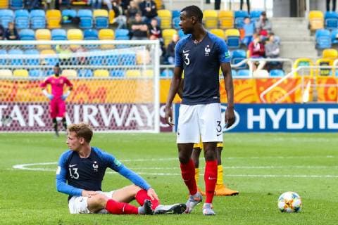 Gdynia, 31.05.2019 Pilka nozna FIFA Mistrzostwa Swiata U20 Polska 2019 Mecz Mali - Francja -- Football FIFA U-20 World Cup Poland 2019 Match Mali - France NZ Nicolas Louis Marcel COZZA , Obite Evan NDICKA Fot. Grzegorz Jedrzejewski 058sport.pl NEWSPIX.PL --- Newspix.pl FRANCE OUT!  mali-francja_20190531_0002_JED.j
