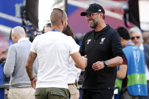 (L-R) Mladen Petric, Liverpool FC coach Jurgen Klopp during a training session prior to the UEFA Champions League final match between Tottenham Hotspur FC and Liverpool FC at Estadio Metropolitano on May 31, 2019 in Madrid, UEFA Champions League 2018 2019 xVIxVIxImagesx xMauricexvanxSteenxIVx 14618024