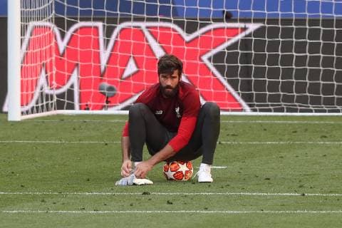 Liverpool Training Alisson Becker of Liverpool during the Liverpool Training session at the Wanda Metropolitano Stadium, Madrid Content Not Available For UK Newspapers Copyright: xPaulxChestertonx FIL-13308-0034