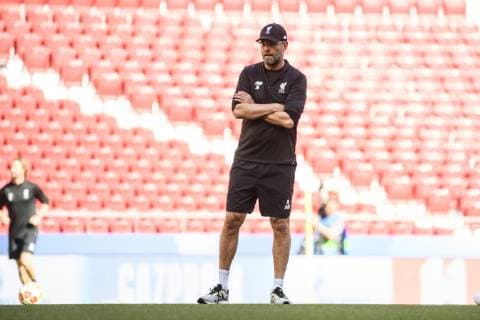 31.05.2019, xkvx, Fussball UEFA Champions League Finale, Tottenham Hotspur - FC Liverpool Training und PK emspor, v.l. Head Coach Trainer Juergen Klopp (FC Liverpool) (DFL DFB REGULATIONS PROHIBIT ANY USE OF PHOTOGRAPHS as IMAGE SEQUENCES and or QUASI-VIDEO) Madrid