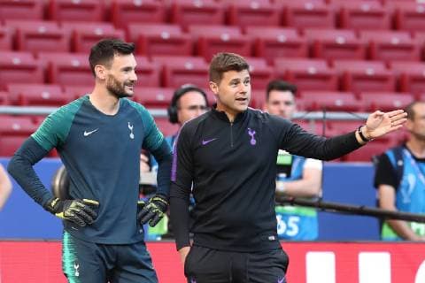 Hugo Lloris of Tottenham and Mauricio Pochettino during the training Madrid 31-05-2019 Estadio Wanda Metropolitano, Football UEFA Champions League 2018 2019 Final 2019 Tottenham - Liverpool Photo Cesare Purini Insidefoto CesarexPurini