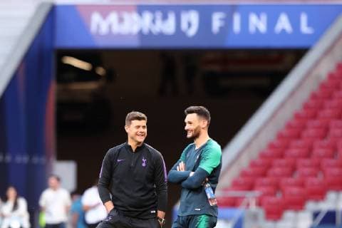 Mauricio Pochettino of Tottenham and Hugo Lloris during the training Madrid 31-05-2019 Estadio Wanda Metropolitano, Football UEFA Champions League 2018 2019 Final 2019 Tottenham - Liverpool Photo Cesare Purini Insidefoto CesarexPurini