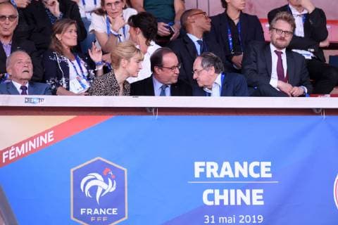 fRANCOIS HOLLANDE - JULIE GAYET - NOEL LE GRAET (PRESIDENT FFF) FOOTBALL FEMININ : France vs Chine - Match Amical - 31 05 2019 FEP Panoramic 