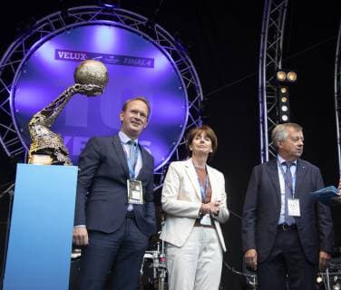 Final 4 Handball Opening Party Lanxess Arena Koeln Deutschland Datum: 31.05.2019 Von links: Stefan Löcher Oberbürgermeisterin Henriette Reker Michael Wiederer