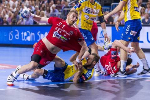 Köln, Deutschland 01. Juni 2019: Handball - EHF CL Halbfinale - Telekom Veszprem HC vs. PGE Vive Kielce Blaz Blagotinsek (Veszprem) Köln Lanxess Arena Deutschland