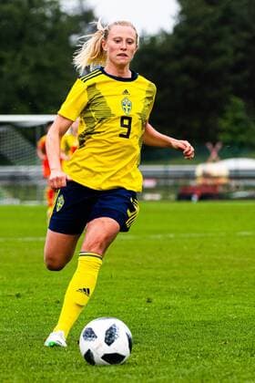 190601 Sveriges Rebecka Blomqvist under fotbollsmatchen U23 dam mellan Sverige och Kina den 1 juni 2019 i Karlstad. Copyright: FREDRIKxKARLSSON BB190601FK074