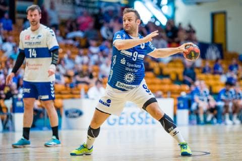 Daniel Wernig 9 (TV 05 07 Huettenberg) waehrend der Begegnung in der Handball 2. Bundesliga (Herren) - Saison 2018-2019 zwischen Dessau-Rosslauer HV 06 und TV 05-07 Hüttenberg in der Anhalt Arena am 1. June 2019 in Dessau-Rosslau, Sachsen Anhalt, Deutschland