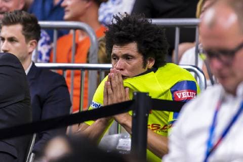 Köln, Deutschland 01. Juni 2019: Handball - EHF CL Halbfinale - FC Barcelona, Barca vs. HC Vardar Skobje Thiagus Petros (Barcelona) rote Karte Köln Lanxess Arena Deutschland