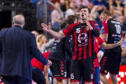 Köln, Deutschland 01. Juni 2019: Handball - EHF CL Halbfinale - FC Barcelona, Barca vs. HC Vardar Skobje Christian Dissinger (HC Vardar) Gestik Geste gestikuliert Köln Lanxess Arena Deutschland