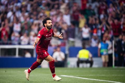 190601 Mohamed Salah of Liverpool celebrates scoring 0-1 during the UEFA Champions League final between Tottenham and Liverpool on June 1, 2019 in Madrid. Photo: Petter Arvidson BILDBYRAN kod PA 92302 Copyright: PETTERxARVIDSON BB190601PA078