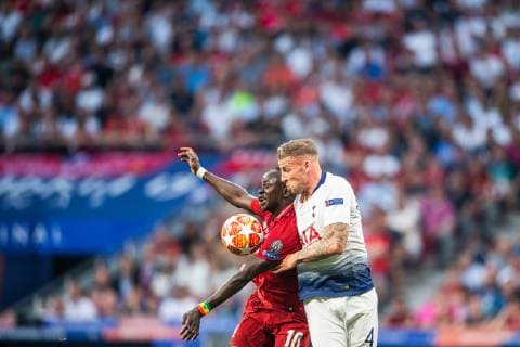 190601 Sadio Mane of Liverpool and Toby Alderweireld of Tottenham during the UEFA Champions League final between Tottenham and Liverpool on June 1, 2019 in Madrid. Photo: Petter Arvidson BILDBYRAN kod PA 92302 Copyright: PETTERxARVIDSON BB190601PA081