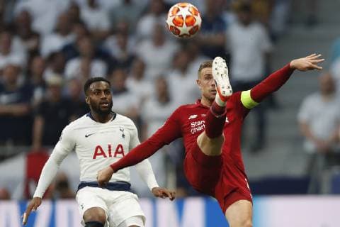 (l-r) Danny Rose of Tottenham Hotspur FC, Jordan Henderson of Liverpool FC during the UEFA Champions League final match between Tottenham Hotspur FC and Liverpool FC at Estadio Metropolitano on June 01, 2019 in Madrid, Spain UEFA Champions League 2018 2019 xVIxVIxImagesx xMauricexvanxSteenxIVx 14632379