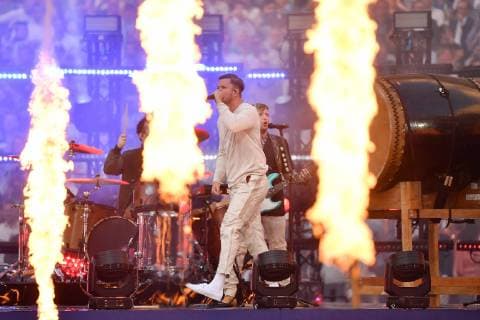 Photo Alfredo Falcone - LaPresse 01 06 2019 Madrid (spain) Soccer Liverpool - Tottenham Final Uefa Champions League 2018 2019 - Wanda Metropolitano Stadium of Madrid In the pic: Dan Reynolds of Imagine Dragons  Copyright: xAlfredoxFalcone LaPressex