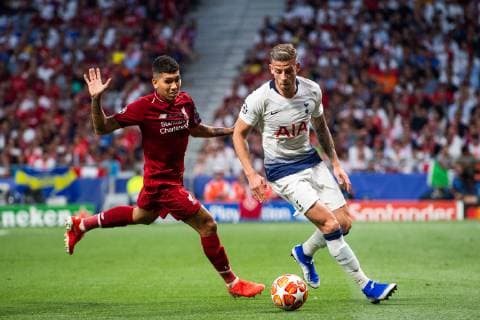 190601 Roberto Firmino of Liverpool and Toby Alderweireld of Tottenham during the UEFA Champions League final between Tottenham and Liverpool on June 1, 2019 in Madrid. Photo: Petter Arvidson BILDBYRAN kod PA 92302 Copyright: PETTERxARVIDSON BB190601PA089