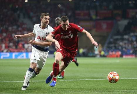 Tottenham Hotspur v Liverpool UEFA Champions League Final Harry Winks of Tottenham Hotspur and Andrew Robertson of Liverpool battle for the ball during the UEFA Champions League Final at the Wanda Metropolitano Stadium, Madrid Content Not Available For UK Newspapers Copyright: xPaulxChestertonx FIL-13310-0160