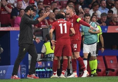 01.06.2019, xkvx, Fussball UEFA Champions League Finale, Tottenham Hotspur - FC Liverpool emspor, v.l. Coach Trainer Juergen Klopp (FC Liverpool), Mohamed Salah (FC Liverpool), Jordan Henderson (FC Liverpool) (DFL DFB REGULATIONS PROHIBIT ANY USE OF PHOTOGRAPHS as IMAGE SEQUENCES and or QUASI-VIDEO) Madrid
