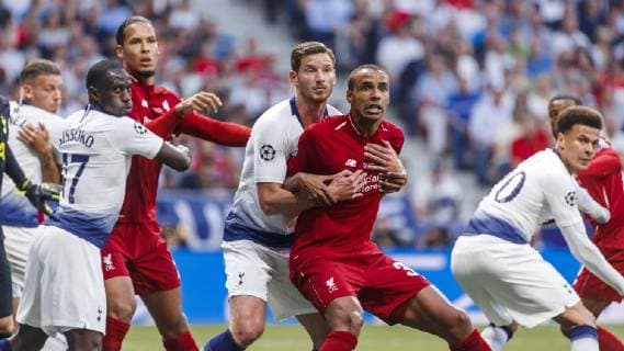 Madrid, Spain, 01.06.2019, UEFA Champions League - 2018 19 Season, Finale, Tottenham Hotspur - FC Liverpool, Jan Vertonghen (Tottenham) and Joel Matip (Liverpool) battle for the ball ( Defodi-09-523-097692