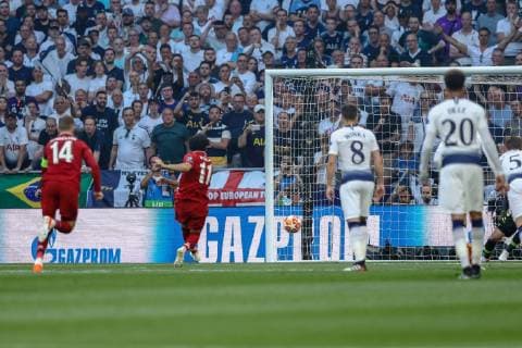 June 1, 2019 - Madrid, Spain - Mohamed Salah of Liverpool goal during the UEFA Champions League Final Tottenham Hotspur Fc v Liverpool Fc at the Wanda Metropolitano Stadium in Madrid, Spain on June 1, 2019. Tottenham Hotspur Fc v Liverpool Fc - Uefa Champions League Final  - ZUMAn230 20190601_zaa_n230_389 Copyright: xMatteoxCiambellix