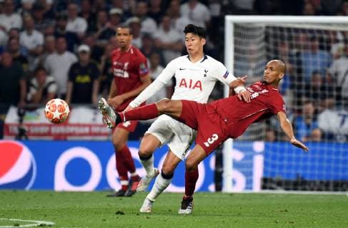 01.06.2019, xkvx, Fussball UEFA Champions League Finale, Tottenham Hotspur - FC Liverpool emspor, v.l. Heung-Min Son (Tottenham Hotspur), Fabinho (FC Liverpool) (DFL DFB REGULATIONS PROHIBIT ANY USE OF PHOTOGRAPHS as IMAGE SEQUENCES and or QUASI-VIDEO) Madrid