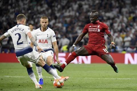 Kieran Trippier of Tottenham Hotspur competes for the ball with Sadio Mane of Liverpool FC during the 2019 UEFA Champions League Final match between Tottenham Hotspur and Liverpool at Wanda Metropolitano Stadium, Madrid, Spain on 1 June 2019. Copyright: xGiuseppexMaffiax 24160239