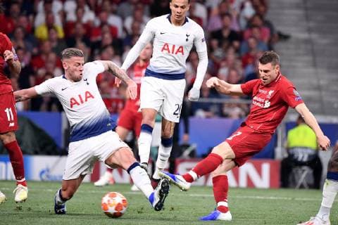 Photo Alfredo Falcone - LaPresse 01 06 2019 Madrid (spain) Soccer Liverpool - Tottenham Final Uefa Champions League 2018 2019 - Wanda Metropolitano Stadium of Madrid In the pic: Kieran Trippier of Tottenham, James Milner of Liverpool  Copyright: xAlfredoxFalcone LaPressex