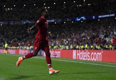 01.06.2019, xkvx, Fussball UEFA Champions League Finale, Tottenham Hotspur - FC Liverpool emspor, v.l. Divock Origi (FC Liverpool) celebrate the goal, Der Torjubel zum 2:0 (DFL DFB REGULATIONS PROHIBIT ANY USE OF PHOTOGRAPHS as IMAGE SEQUENCES and or QUASI-VIDEO) Madrid