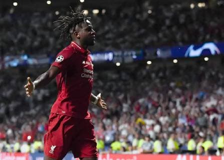 01.06.2019, xkvx, Fussball UEFA Champions League Finale, Tottenham Hotspur - FC Liverpool emspor, v.l. Divock Origi (FC Liverpool) celebrate the goal, Der Torjubel zum 2:0 (DFL DFB REGULATIONS PROHIBIT ANY USE OF PHOTOGRAPHS as IMAGE SEQUENCES and or QUASI-VIDEO) Madrid