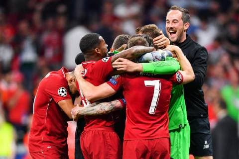 190601 Players of Liverpool celebrate after winning the UEFA Champions League final between Tottenham and Liverpool on June 1, 2019 in Madrid. Photo: Petter Arvidson BILDBYRAN kod PA 92302 Copyright: PETTERxARVIDSON BB190601PA156