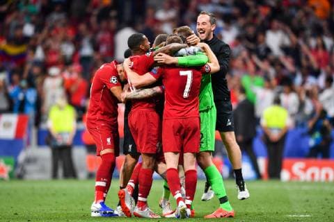 190601 Players of Liverpool celebrate after winning the UEFA Champions League final between Tottenham and Liverpool on June 1, 2019 in Madrid. Photo: Petter Arvidson BILDBYRAN kod PA 92302 Copyright: PETTERxARVIDSON BB190601PA157