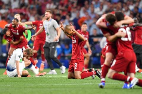 190601 Fabinho of Liverpool celebrates after winning the UEFA Champions League final between Tottenham and Liverpool on June 1, 2019 in Madrid. Photo: Petter Arvidson BILDBYRAN kod PA 92302 Copyright: PETTERxARVIDSON BB190601PA162