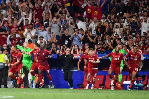 190601 Players of Liverpool celebrate after winning the UEFA Champions League final between Tottenham and Liverpool on June 1, 2019 in Madrid. Photo: Petter Arvidson BILDBYRAN kod PA 92302 Copyright: PETTERxARVIDSON BB190601PA164