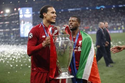 MADRID, 01-06-2019, Wanda Metropolitano Stadium, season 2018 2019, UEFA Champions League Final. Liverpool FC player Virgil van Dijk and Liverpool FC player Georgino Wijnaldum during the game Tottenham Hotspur - Liverpool Tottenham Hotspur - Liverpool (CL final)  x3566981x Copyright: