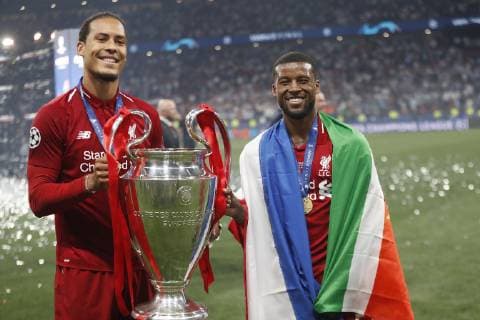 MADRID, 01-06-2019, Wanda Metropolitano Stadium, season 2018 2019, UEFA Champions League Final. Liverpool FC player Virgil van Dijk and Liverpool FC player Georgino Wijnaldum during the game Tottenham Hotspur - Liverpool Tottenham Hotspur - Liverpool (CL final)  x3567030x Copyright: