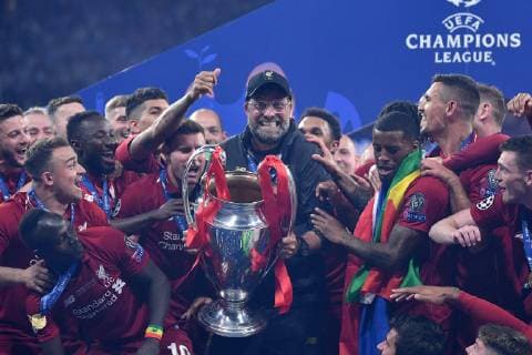 Photo Alfredo Falcone - LaPresse 01 06 2019 Madrid (spain) Soccer Liverpool - Tottenham Final Uefa Champions League 2018 2019 - Wanda Metropolitano Stadium of Madrid In the pic: Liverpool platers celebrates  Copyright: xAlfredoxFalcone LaPressex