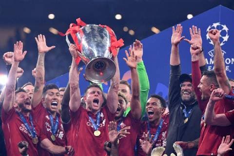 Photo Alfredo Falcone - LaPresse 01 06 2019 Madrid (spain) Soccer Liverpool - Tottenham Final Uefa Champions League 2018 2019 - Wanda Metropolitano Stadium of Madrid In the pic: Liverpool platers celebrates  Copyright: xAlfredoxFalcone LaPressex