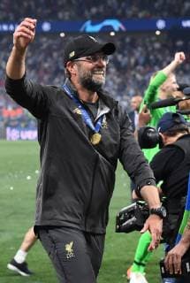 01.06.2019, xkvx, Fussball UEFA Champions League Finale, Tottenham Hotspur - FC Liverpool emspor, v.l. Coach Trainer Juergen Klopp (FC Liverpool) jubeln jubelt nach Spielende. (DFL DFB REGULATIONS PROHIBIT ANY USE OF PHOTOGRAPHS as IMAGE SEQUENCES and or QUASI-VIDEO) Madrid