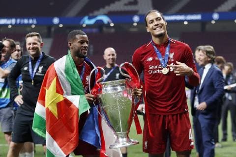 MADRID, 01-06-2019, Wanda Metropolitano Stadium, season 2018 2019, UEFA Champions League Final. Liverpool FC player Georgino Wijnaldum and Liverpool FC player Virgil van Dijk during the game Tottenham Hotspur - Liverpool Tottenham Hotspur - Liverpool (CL final)  x3567081x Copyright: