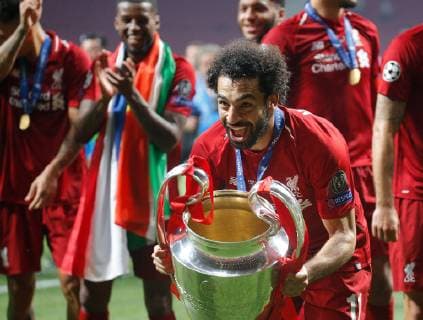 SOCCER - CL, Tottenham vs Liverpool MADRID,SPAIN,01.JUN.19 - SOCCER - UEFA Champions League, final, Tottenham Hotspur vs Liverpool FC. Image shows Mohamed Salah (Liverpool) holding the Champions League trophy. GEPAxpictures xDavidxRodriguez