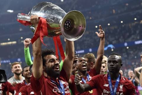 June 1, 2019 - Madrid, Spain - Mohamed Salah of Liverpool FC lifts the trophy at the end of the 2019 UEFA Champions League Final match between Tottenham Hotspur and Liverpool at Wanda Metropolitano Stadium, Madrid, Spain on 1 June 2019. Tottenham Hotspur v Liverpool - UEFA Champions League Final  - ZUMAn230 20190601_zaa_n230_476 Copyright: xGiuseppexMaffiax