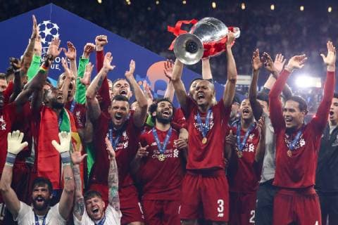 June 1, 2019 - Madrid, Spain - Liverpool player celebrate with the European Champion Clubs Cup after winning the UEFA Champions League Final Tottenham Hotspur Fc v Liverpool Fc at the Wanda Metropolitano Stadium in Madrid, Spain on June 1, 2019. Tottenham Hotspur Fc v Liverpool Fc - Uefa Champions League Final  - ZUMAn230 20190601_zaa_n230_546 Copyright: xMatteoxCiambellix