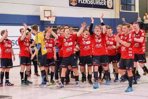 SG Flensburg-Handewitt vs Rhein Neckar Loewen, Handball, maennliche A-Jugend, Deutsche Meisterschaft, Finale, Bundesliga, 01.06.19 Die Mannschaft freut sich