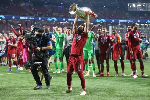 Tottenham Hotspur v Liverpool UEFA Champions League Final Mohamed Salah of Liverpool with the trophy at the end of the UEFA Champions League Final at the Wanda Metropolitano Stadium, Madrid Content Not Available For UK Newspapers Copyright: xPaulxChestertonx FIL-13310-0449