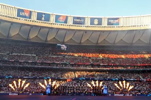 Tottenham Hotspur v Liverpool UEFA Champions League Final The opening ceremony featuring The Imagine Dragons before the UEFA Champions League Final at the Wanda Metropolitano Stadium, Madrid Content Not Available For UK Newspapers Copyright: xPaulxChestertonx FIL-13310-0513