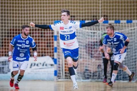 Justin Lee Milkow 27 (Dessau-Rosslauer HV 06) waehrend der Begegnung in der Handball 2. Bundesliga (Herren) - Saison 2018-2019 zwischen Dessau-Rosslauer HV 06 und TV 05-07 Hüttenberg in der Anhalt Arena am 1. June 2019 in Dessau-Rosslau, Sachsen Anhalt, Deutschland