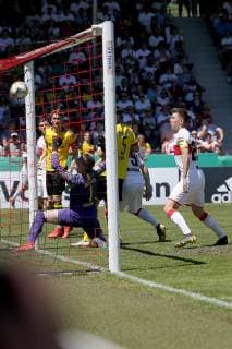 Aspach, Germany 30.05.2019, Deutsche A-Junioren-Meisterschaft, A-Junioren Finale VfB Stuttgart - BV Borussia Dortmund, Tor Zum 1:0 von Antonis Aidonis (VfB U19) ( Defodi-09-541-017289